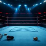 Flick International empty wrestling ring corner with a knee brace indicating Zoey Stark's injury