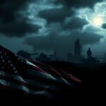 Flick International Tattered American flag symbolizing military funding struggles