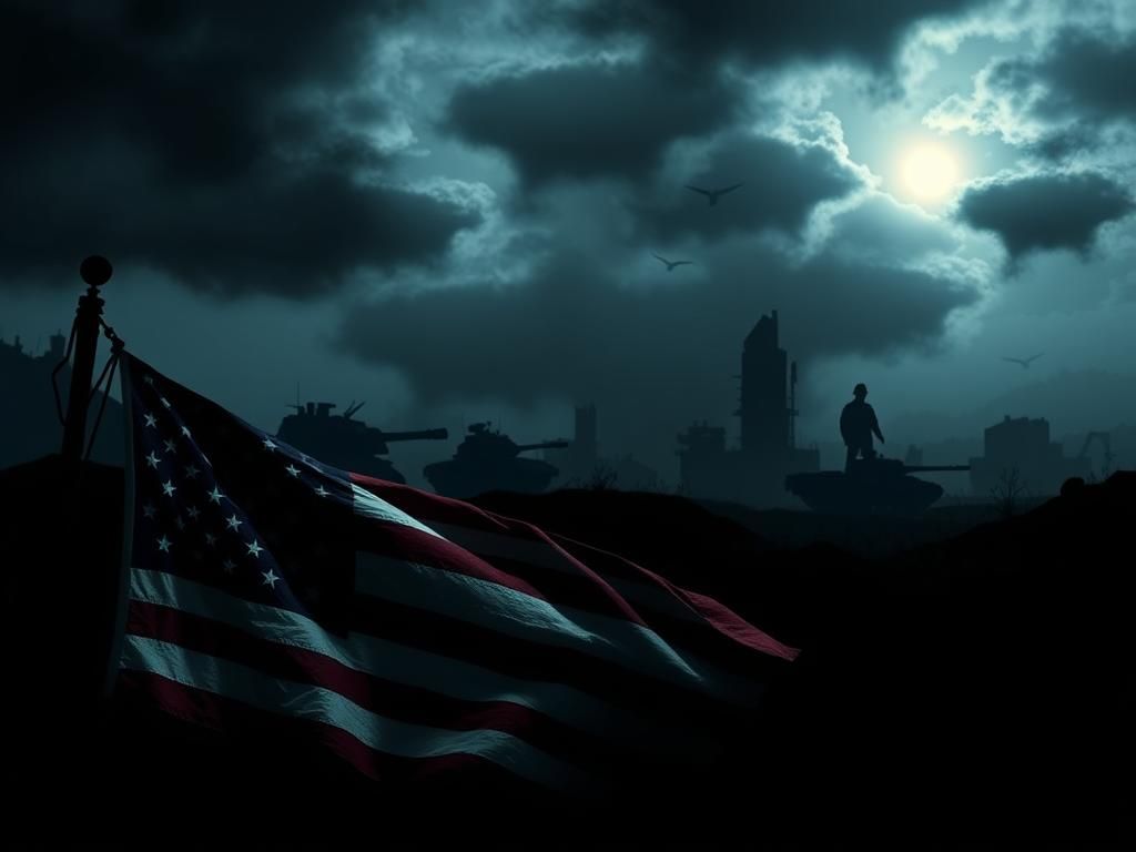 Flick International Tattered American flag symbolizing military funding struggles