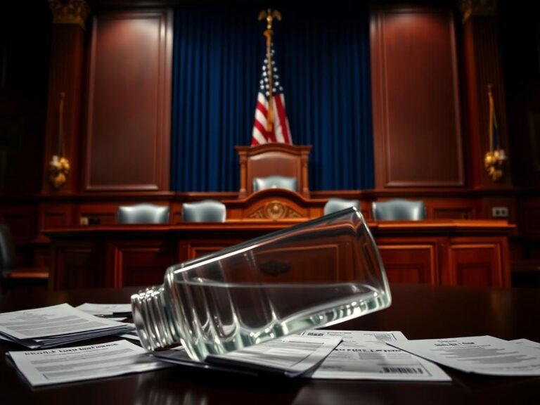 Flick International A tense Senate hearing showcasing the ornate wooden table and a large American flag, representing national health concerns.