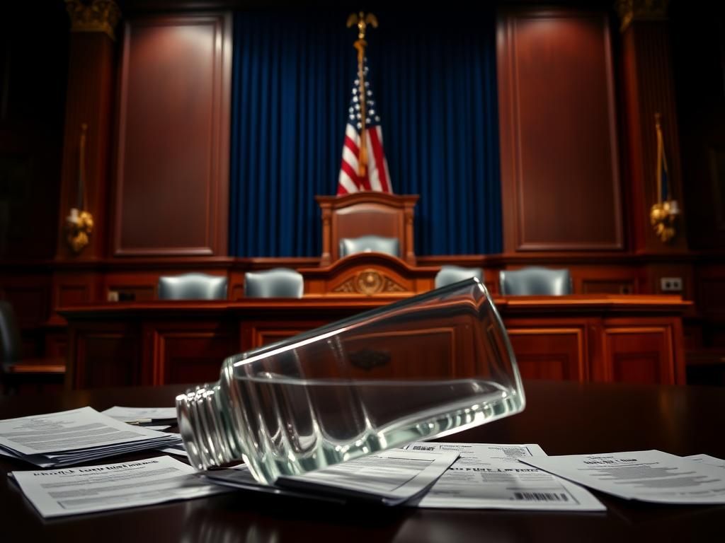 Flick International A tense Senate hearing showcasing the ornate wooden table and a large American flag, representing national health concerns.