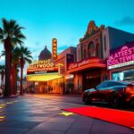Flick International A vibrant Hollywood Boulevard scene at dusk showcasing glamour and celebrity culture