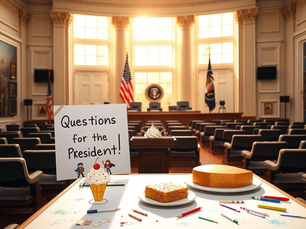 Flick International Children engaging in a fun Q&A about Trump's favorite ice cream in White House briefing room