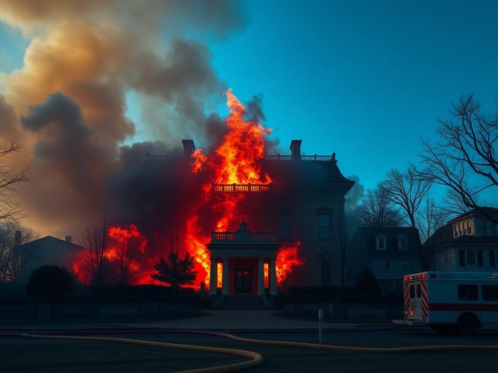 Flick International Massive inferno engulfing a grand mansion in Kalorama, Washington, D.C.
