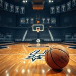 Flick International A basketball court with San Antonio Spurs logo and accolades honoring Gregg Popovich