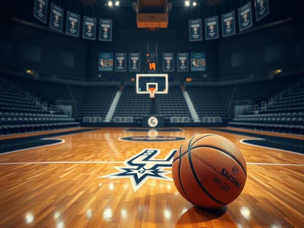 Flick International A basketball court with San Antonio Spurs logo and accolades honoring Gregg Popovich