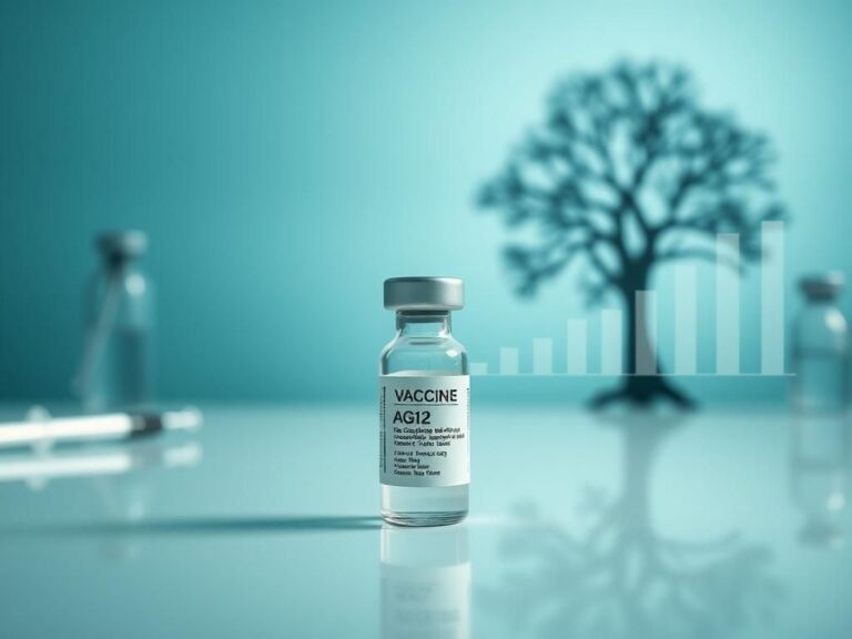 Flick International Close-up view of a COVID-19 vaccine vial on a sterile table with aging symbolism