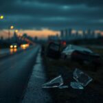 Flick International A dark, moody scene of a desolate highway with a crumpled car symbolizing the aftermath of a tragic DUI crash.