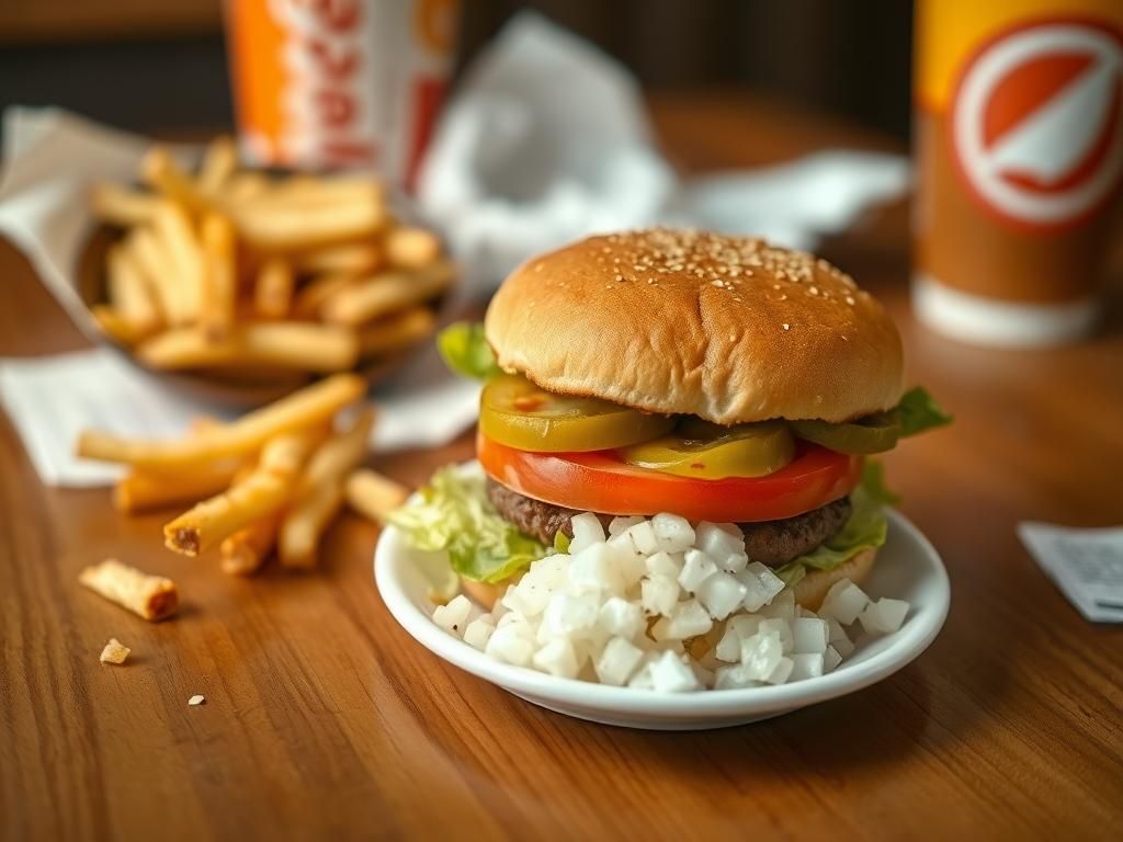 Flick International A close-up of a Whataburger meal featuring a burger with onions separated on a plate