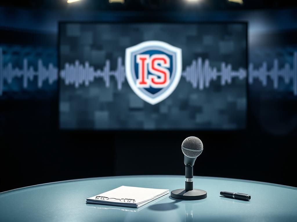 Flick International Tense sports interview setting with an empty microphone and notepad