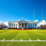 Flick International A vibrant image of the White House with a football field in the foreground representing the Eagles' legacy