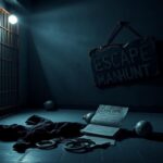 Flick International Dimly lit prison cell with rusted bars and scattered personal items