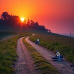 Flick International A serene half-marathon route under a warm sunset, symbolizing reflection and resilience.