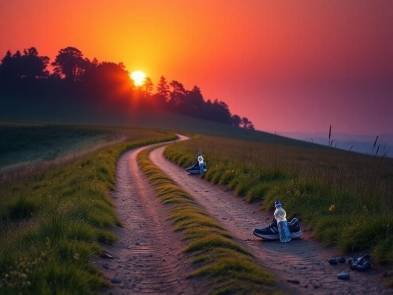 Flick International A serene half-marathon route under a warm sunset, symbolizing reflection and resilience.