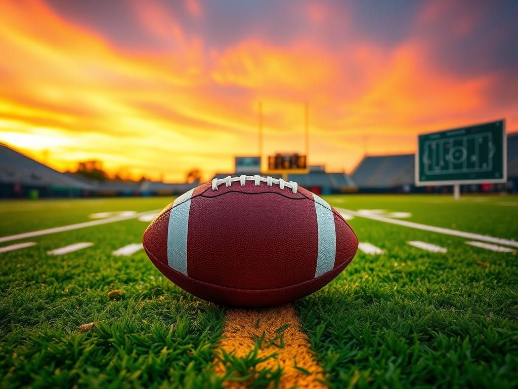 Flick International Close-up of a football at the line of scrimmage with a first down marker during a pivotal NFL play