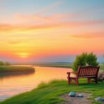 Flick International Serene sunset over a tranquil landscape highlighting the journey of life.