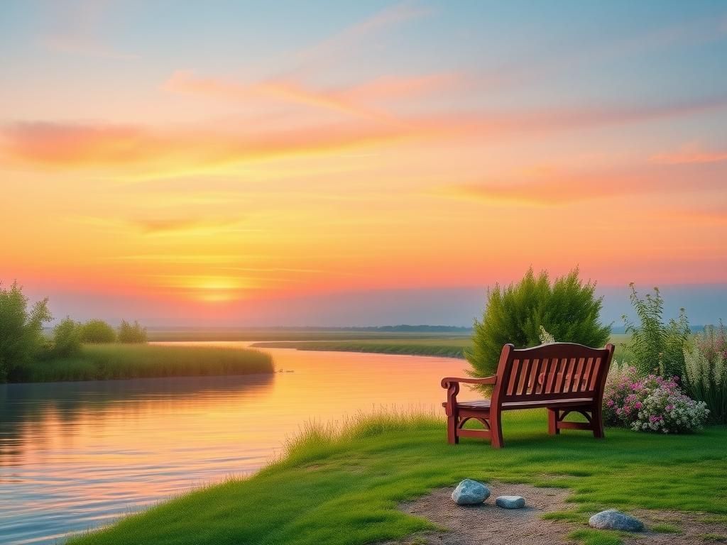 Flick International Serene sunset over a tranquil landscape highlighting the journey of life.