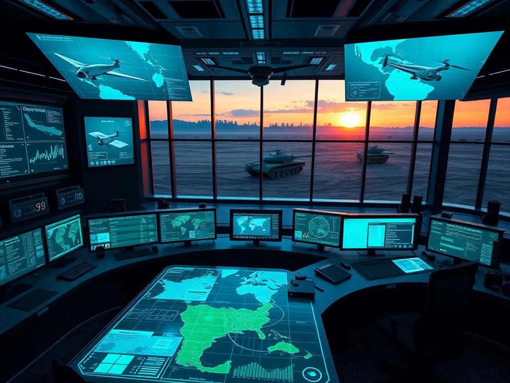 Flick International Futuristic military command center showcasing advanced technology and innovation