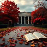 Flick International A dramatic scene of Harvard University campus showcasing Harvard Hall with autumn leaves.