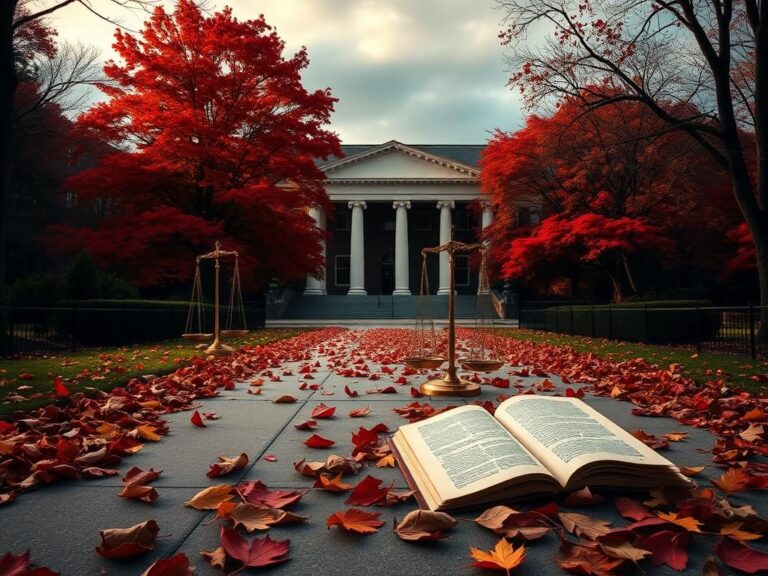 Flick International A dramatic scene of Harvard University campus showcasing Harvard Hall with autumn leaves.
