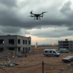 Flick International Desolate landscape in northern Gaza with remnants of two hospitals under military encirclement