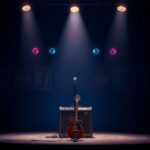 Flick International Stage set with microphone and vintage guitar, hinting at a memorable Foreigner performance