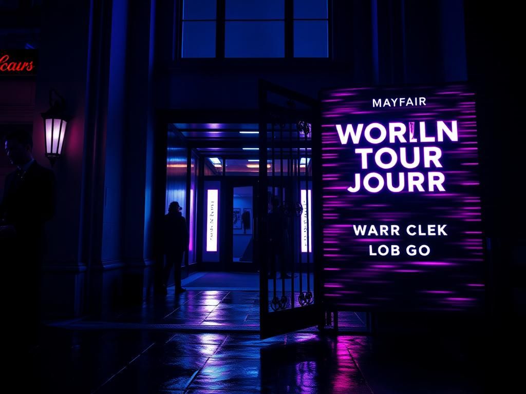 Flick International Dramatic nighttime scene outside a nightclub in Mayfair, London