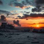 Flick International Aftermath of an airstrike in Gaza showing destruction and debris