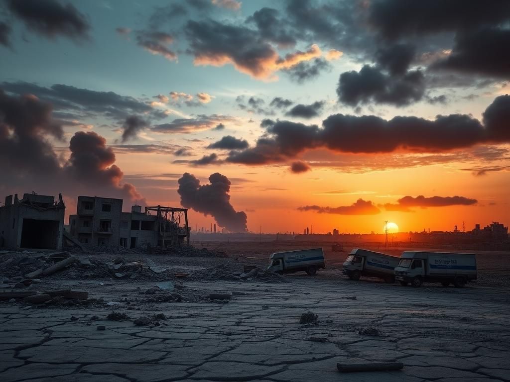 Flick International Aftermath of an airstrike in Gaza showing destruction and debris