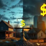 Flick International A divided landscape illustrating the struggle between working-class Americans and corporate wealth