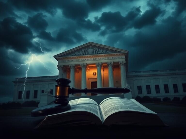 Flick International Dramatic view of a large building resembling the United Nations HQ under a stormy sky