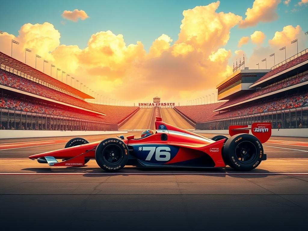 Flick International A vibrant IndyCar No. 76 on the pit lane at the Indianapolis Motor Speedway, ready for the Indy 500.