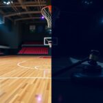 Flick International Split image of a vibrant basketball court and a dark courtroom symbolizing athleticism and legal disputes