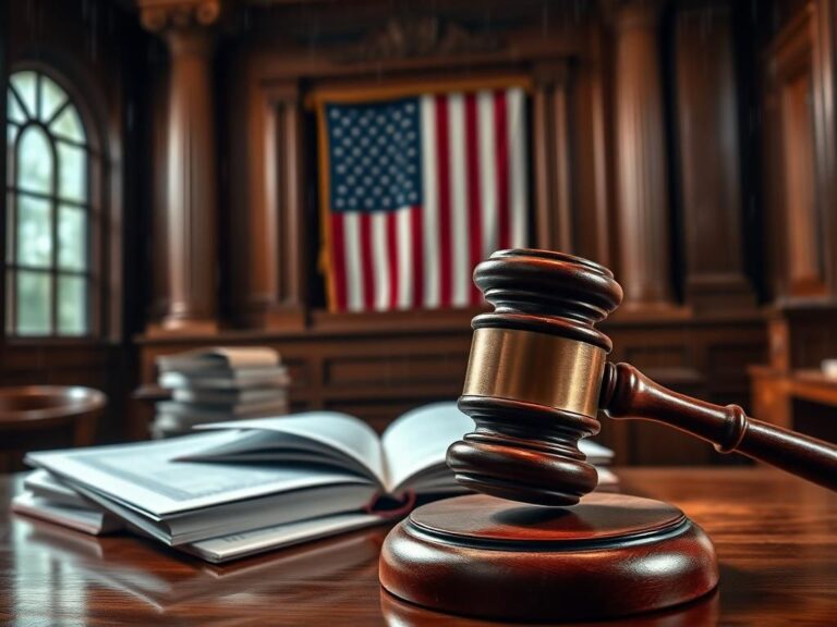 Flick International A gavel striking a wooden bench in a courtroom symbolizing justice