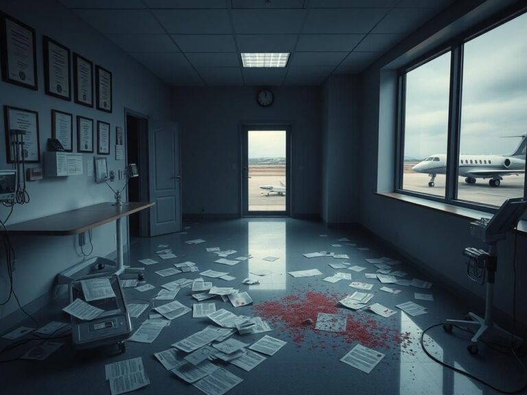 Flick International A dimly lit medical office with empty examination rooms depicting the impact of healthcare fraud