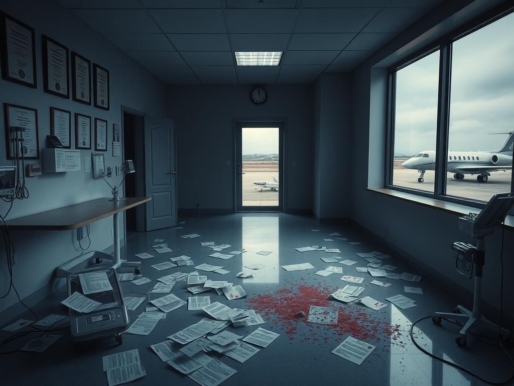 Flick International A dimly lit medical office with empty examination rooms depicting the impact of healthcare fraud