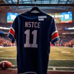 Flick International Empty jersey No. 11 of retired player Phil Simms displayed in a stadium