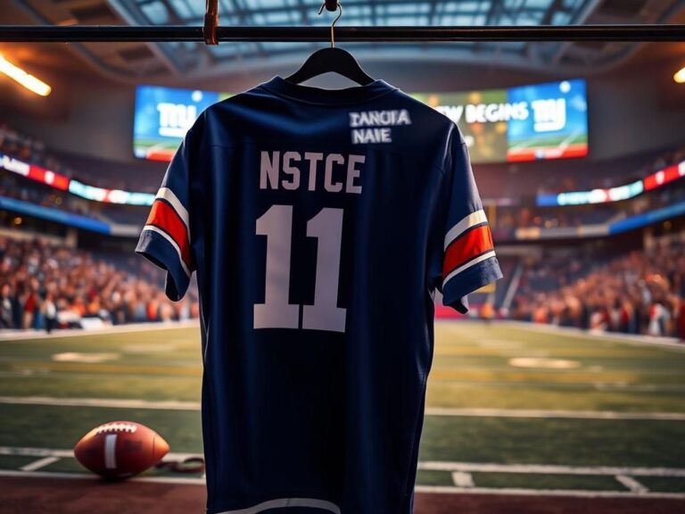 Flick International Empty jersey No. 11 of retired player Phil Simms displayed in a stadium