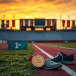Flick International Gold medal on podium signifies competitive spirit in athletics