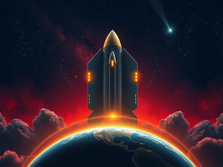 Flick International Dramatic depiction of the 'Golden Dome' missile defense system against a starry night sky