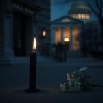 Flick International Exterior of the Israeli Embassy in Washington D.C. with mourning elements