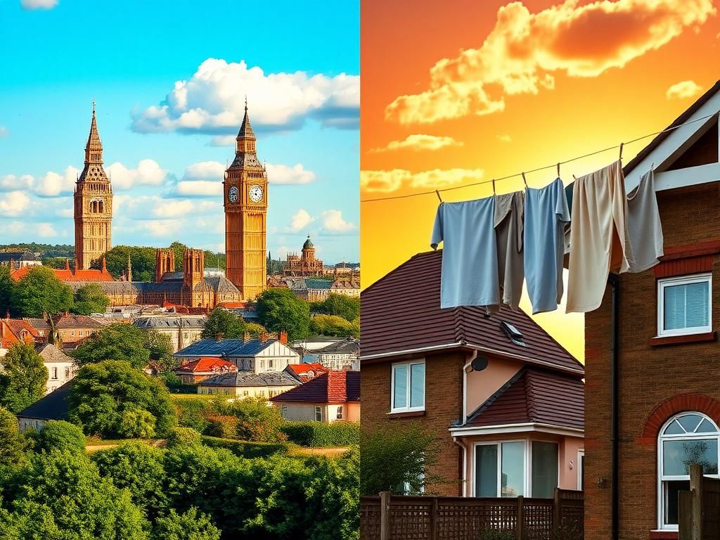 Flick International Split landscape image contrasting a vibrant European cityscape with a suburban Maryland neighborhood