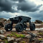 Flick International Rugged Lynx M20 robot dog navigating rocky terrain