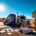 Flick International A semi-truck parked by a signpost about REAL ID Enforcement on an open highway