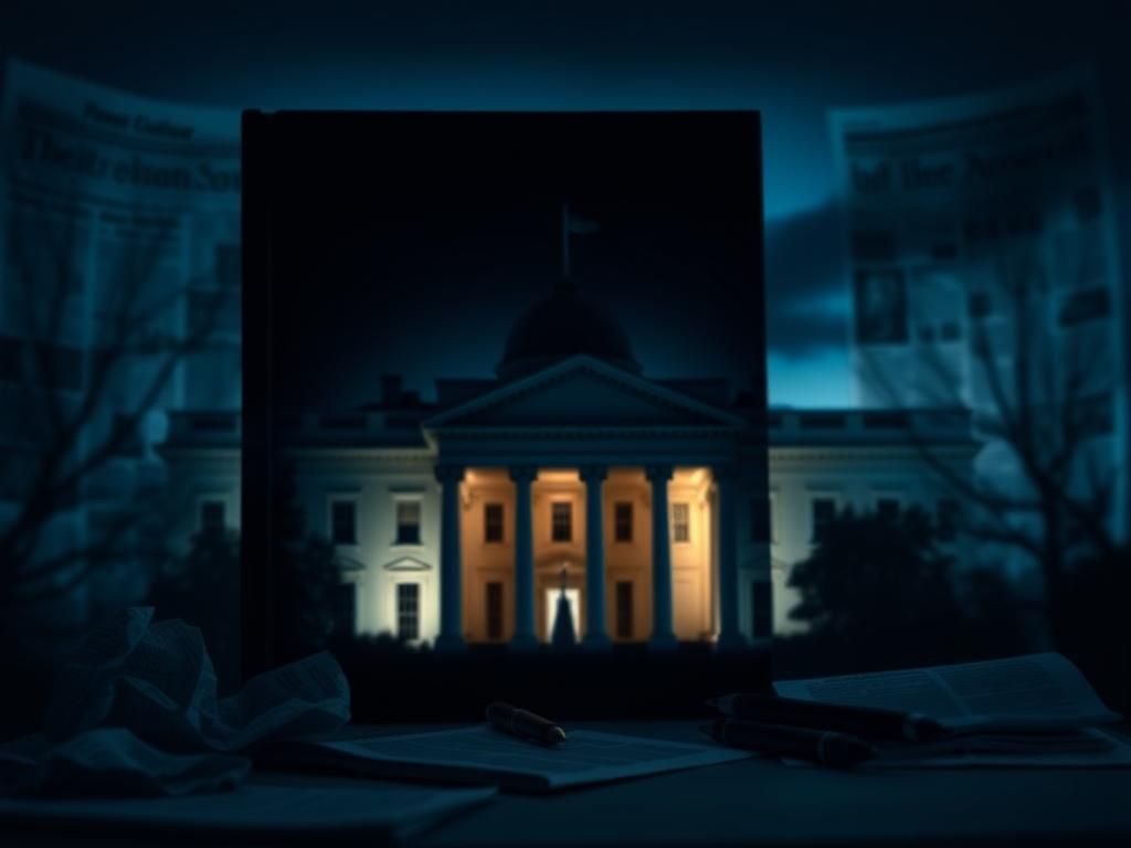 Flick International Conceptual image depicting the White House with glowing eyes, representing scrutiny over political narratives