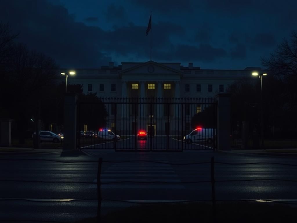 Flick International Exterior view of the CIA headquarters with security gate and police presence