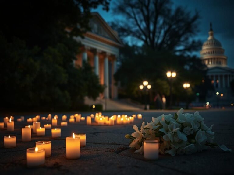 Flick International A somber scene in front of the Capital Jewish Museum with memorial candles and flowers