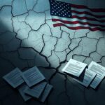 Flick International Abstract representation of a cracked surface symbolizing political division