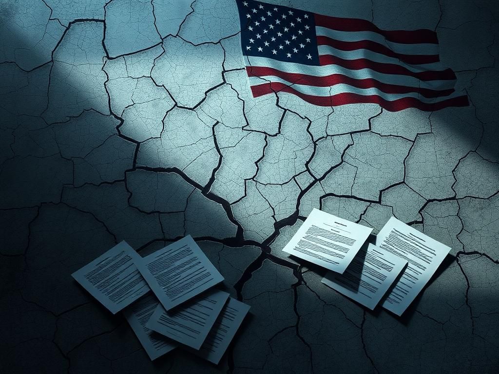 Flick International Abstract representation of a cracked surface symbolizing political division