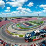 Flick International A vibrant aerial view of a racetrack with multiple racing events showcasing thrilling motorsports action
